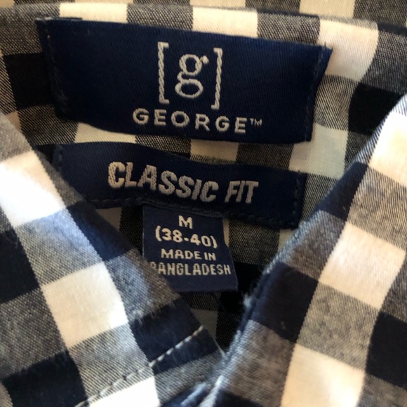 Mens GEORGE Short Sleeved Shirt Size Medium 38-40 Navy White Check New - Picture 8 of 8